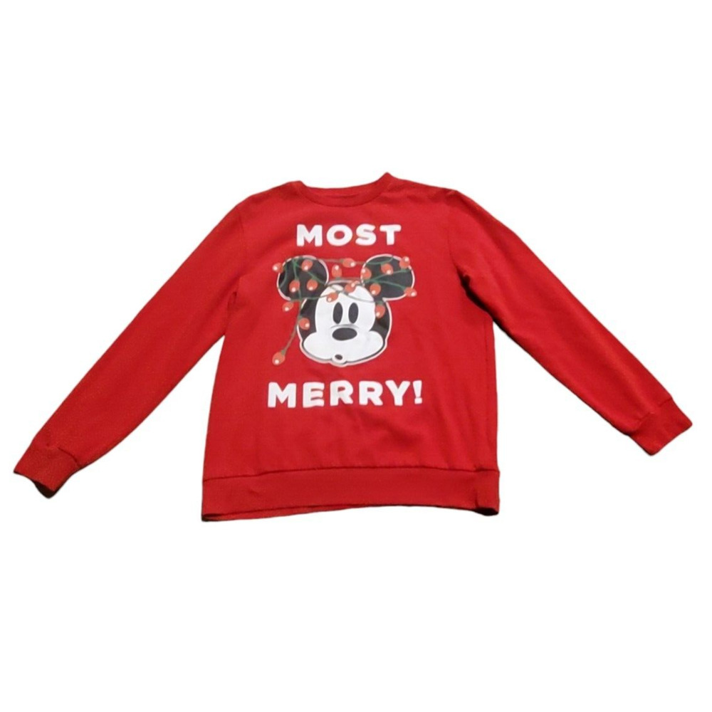 Disney Mickey Mouse Most Merry Sweatshirt Christmas Holiday Graphic Women Medium